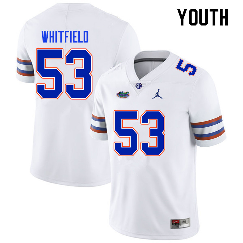 Youth #53 Chase Whitfield Florida Gators College Football Jerseys Sale-White